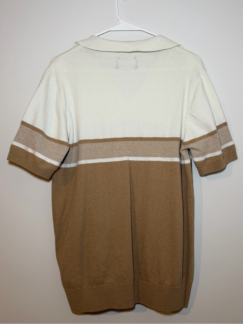 Threadbare Brown & White Colorblock Knit Polo Shirt Women’s Medium - Picture 5 of 8